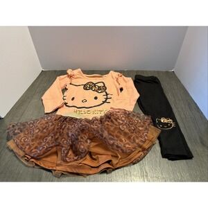 Girls Hello Kitty Sanrio Shirt,Sweat Pants And Skirt 3pcs Outfit  Black Size 12M